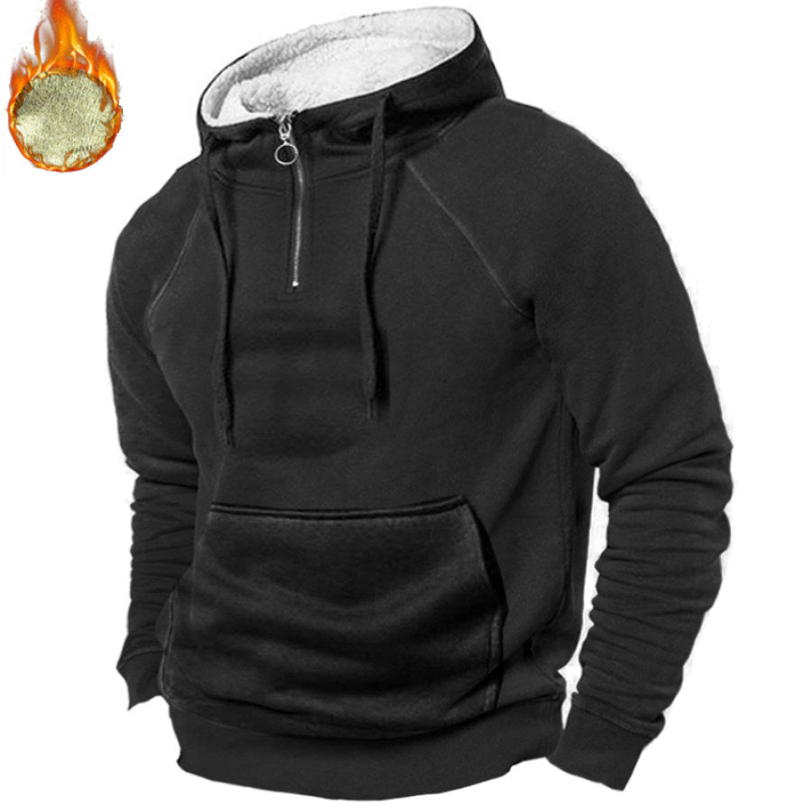 Men's Fleece Thickened Warm Half Turtleneck Hoodie