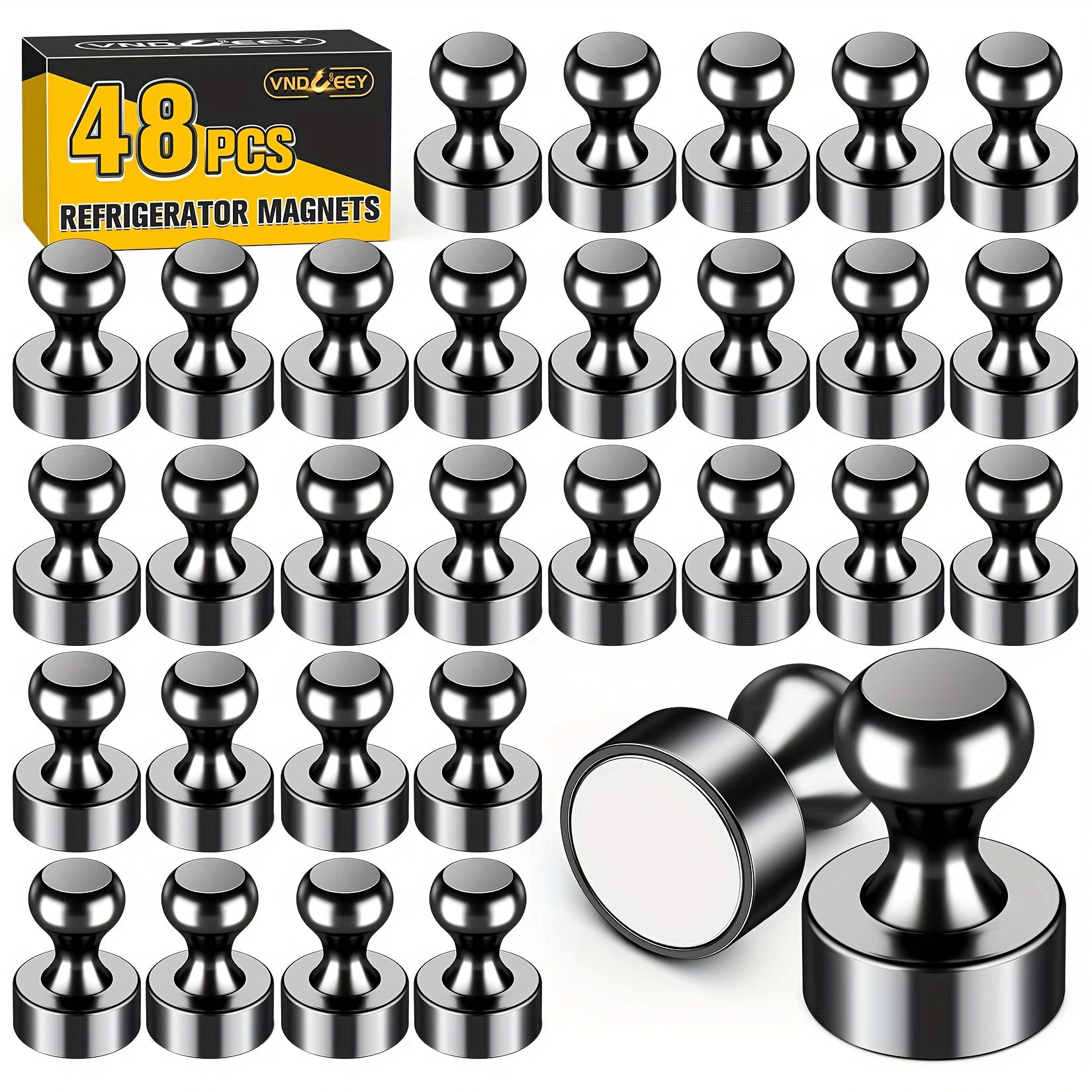 TEMU Sidiper 48 Pack Black Magnetic Push Pins, Fridge Magnets For Whiteboard, Whiteboard Magnets, Refrigerator Magnets Decorative For Schedule, Small