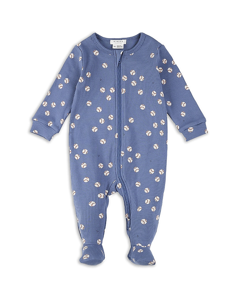 Firsts by petit lem Boys' Baseball Print Sleeper Footie - Baby