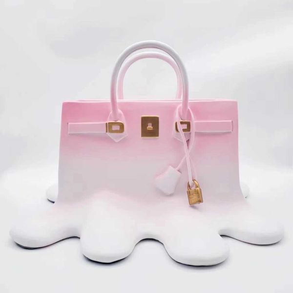 Vases high quality pink Resin Flowers Home Decor aesthetic room decor Wedding desk Ornament Living Room Big Bag Vase Luxury J240515