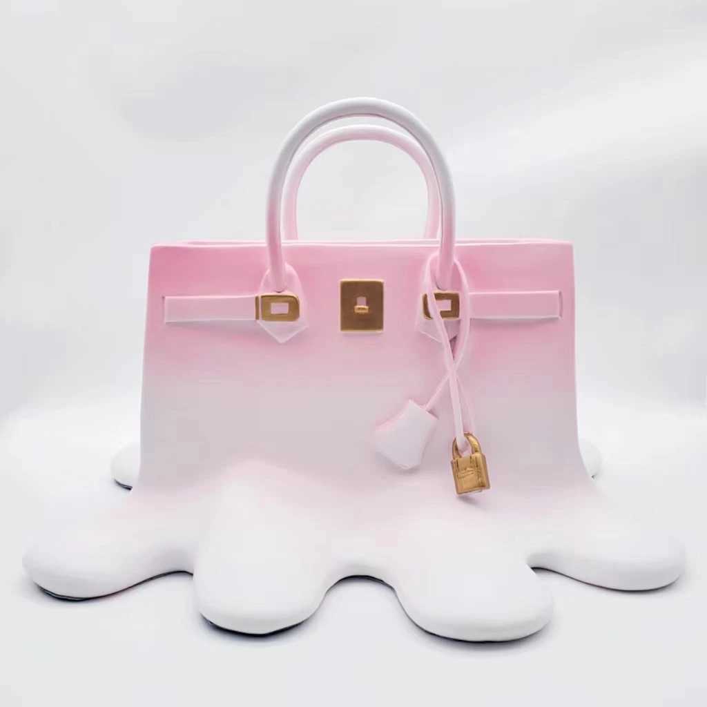 Vases high quality pink Resin Flowers Home Decor aesthetic room decor Wedding desk Ornament Living Room Big Bag Vase Luxury R250920