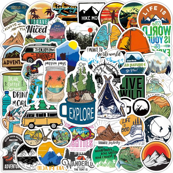 Kids Toy Stickers 1050100PCS Outdoor Explore Mountain Climbing Laptop Guitar Luggage Waterproof Graffiti Sticker Decal Kid Classic Toys 2211