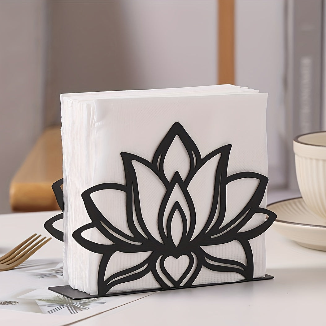 TEMU 1pc Metal For Lotus Napkin Holder - Vertical Tabletop Decor With Intricate , Elegant Minimalist Style For Home, Hotel, Cafe - Holiday Decor