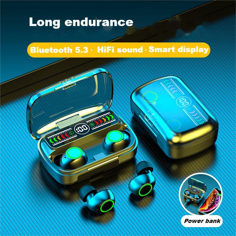 TWS Bluetooth headphone M100 Model Wireless Earphone Mirror screen In-ear Earphone LED display Two Earbuds with built-in Microphone high Quality Hea