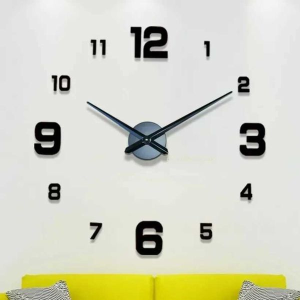 Digital clock wall clock living room large garden acrylic mirror sticker decoration bedroom decoration clock W240806