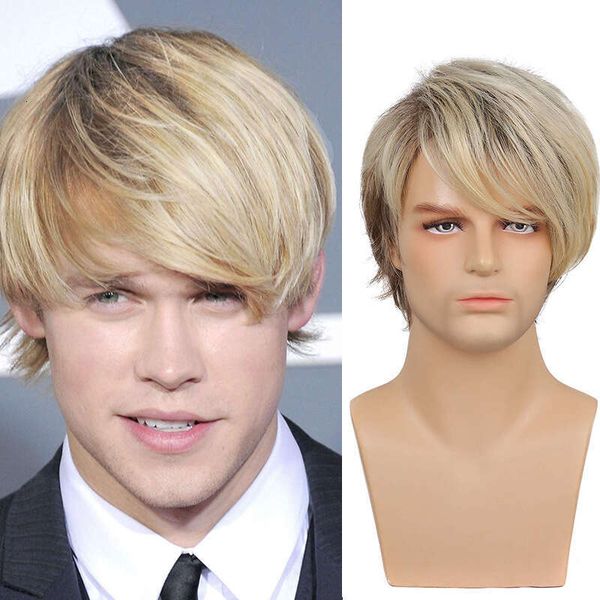 Xuchang Fashion Men&#039;s Mixed Color Wigs, Short Hair With Partial Split Bangs, Chemical Fiber Headsets, Wigs