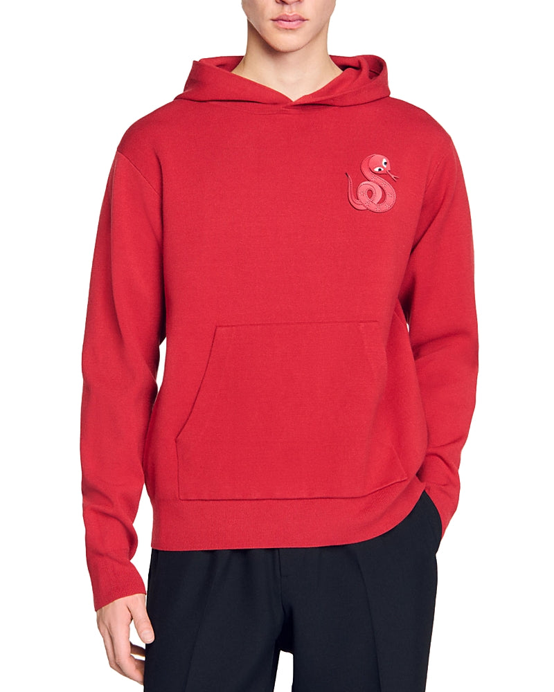 Sandro Snake Detail Knit Hoodie