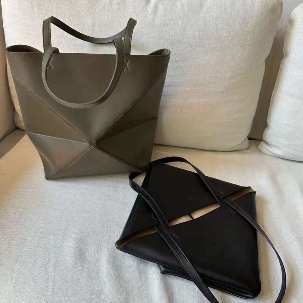 New All Leather Puzzle Fold Shape Tote Single Shoulder Diagonal Cross Handheld Women S Bag Large Capacity