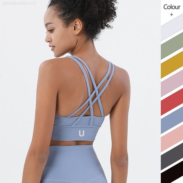 UU-917 Mulheres acolchoadas ioga sutiã Bra Shake Shake Prooft Running Gym Gym Top Tank Cross Back Fitness Yoga Bras