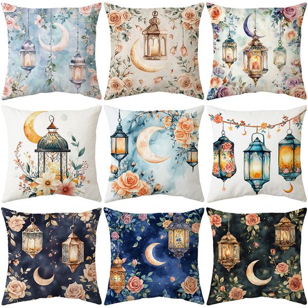 Gold moon print pillowcase Amazon super soft short plush vintage home sofa upholstery pillowcase