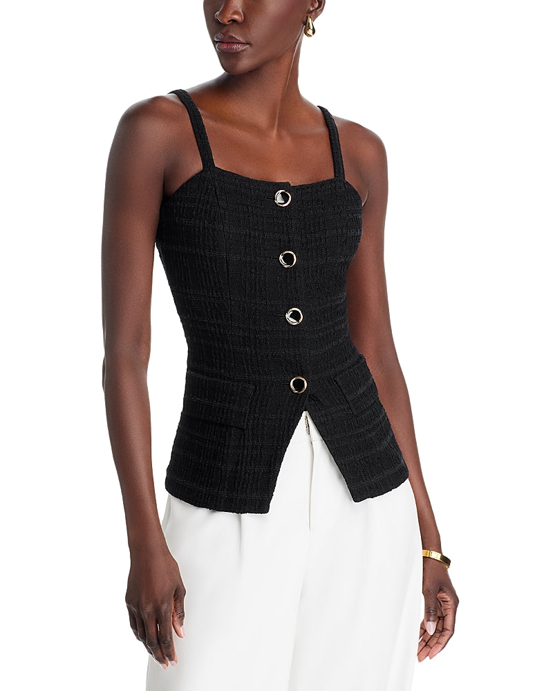 Misook Front Button Tank Top