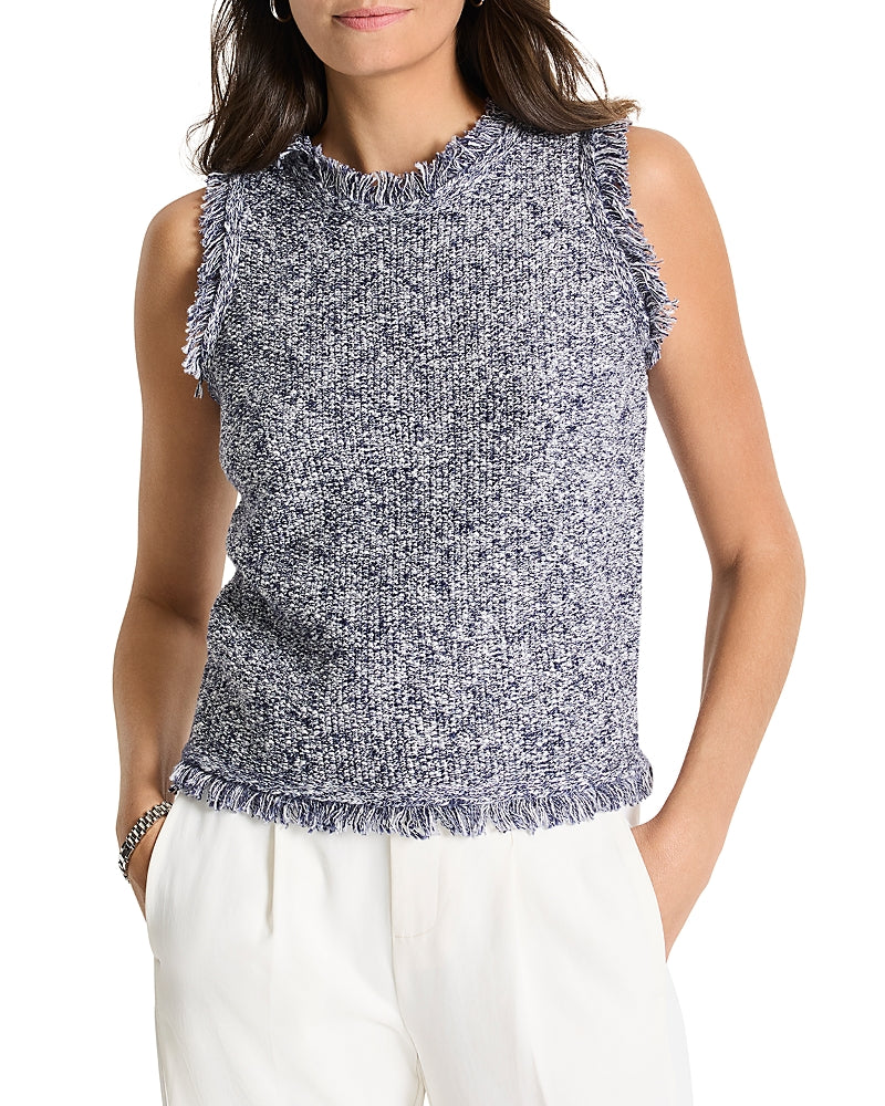Nic+Zoe Mixed Knit Fringe Trim Tank