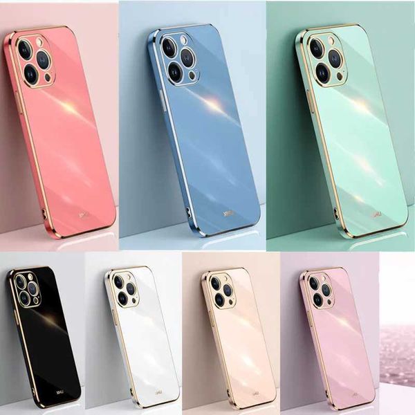 6D straight edge galvanized phone case suitable for lPhone 16 15 Pro Max Funda 14 Plus 13 11 Pro 12 Mini 12 Mini 13 Mini soft TPU shellCL240