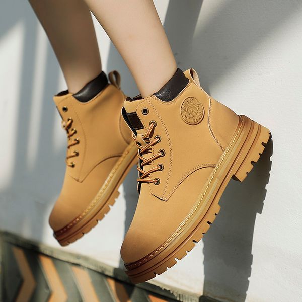 Designer shoes, sports size, couple style, short boots, fashionable trend, retro workwear boots, big yellow boots, versatile casual ins, Mar