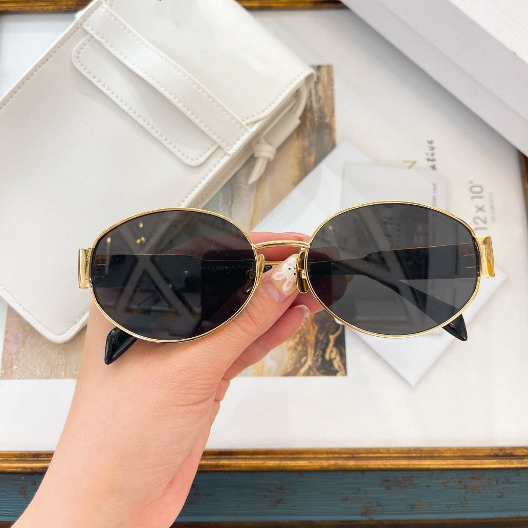 Fashion Women&#039;s Triumph Oval Frame sunglasses Designer Sunglasses 40235 Men&#039;s metal mirror legs retro small round frame glasses