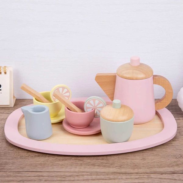 Kitchens Play Food Wooden tea party-cake set toys pretend to play with food learn role-playing games childrens toys d240525