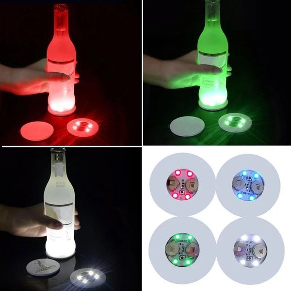 Blinking Glow LED Bottle Sticker Coaster Lights Flashing Cup Mat Battery Powered For Christmas Party Wedding Bar Vase Decoration Light Bouti