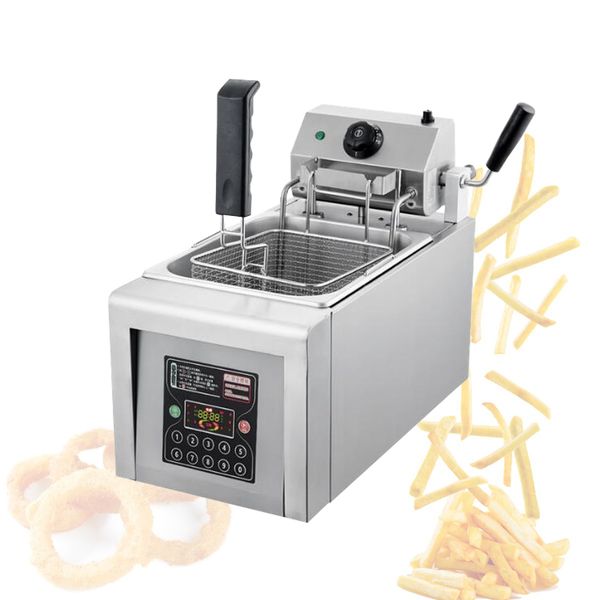 Automatic Lifting Fryer With 10 Preset Functions 8l Single Cylinder Potato Chips Chicken Wings Rice Flowers Fryer Machine