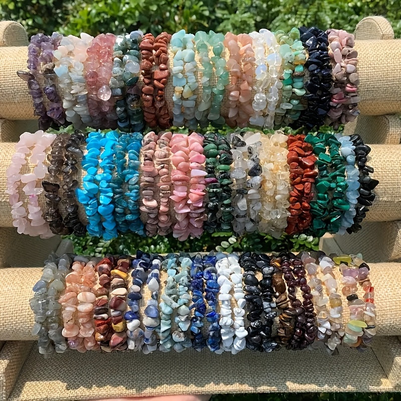 TEMU 24pcs Boho Beaded Bracelet Set For Women, Summer Beach Stone Chip Bead Stackable Bangles, Multicolor Bohemian Jewelry For Daily & Vacation Wear