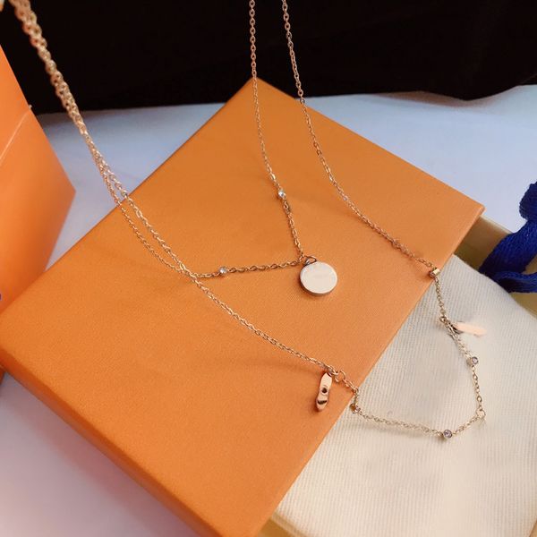 Luxury Designer Necklace Choker Pendant Chain 18K Gold Plated Stainless Steel Letter Necklaces Fashion Women Wedding Jewelry X032