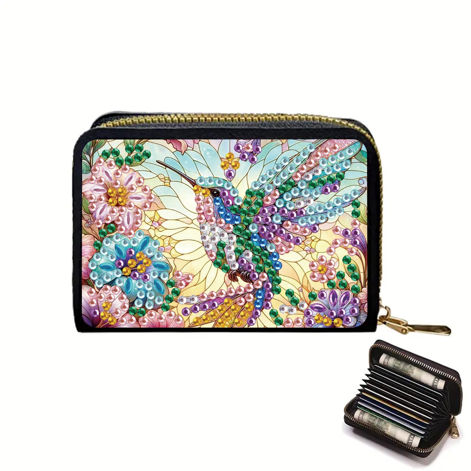 TEMU Diy Diamond Painting Art Card Holder Kits Animal Theme, 5d Diamond Painting Art Exquisite And Portable Card Bag, Large Capacity Can Hold Cards