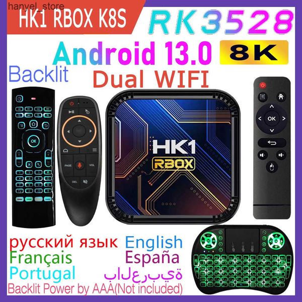 Set Top Box HK1 RBOX K8S RK3528 Android 13.0 Quad Core Rockchip 8K Dual Wifi 2.4G 5G BT4.0 Smart TV Box 2GB 4GB 16GB 32GB 64GB 100M LAN L240