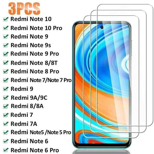 3PCS Protective Glass For Redmi Note 10 9 8 7 Pro Note 9S 8T 5 6 Pro Screen Protector For Redmi 9 9A 9C 8A 7A 8 7 GlassT250115