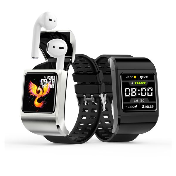 Full touch smart watch with earbuds wireless waterproof 2 in 1 smartwatch with wireless earphones Heart rate sleep blood oxygen pressure bre