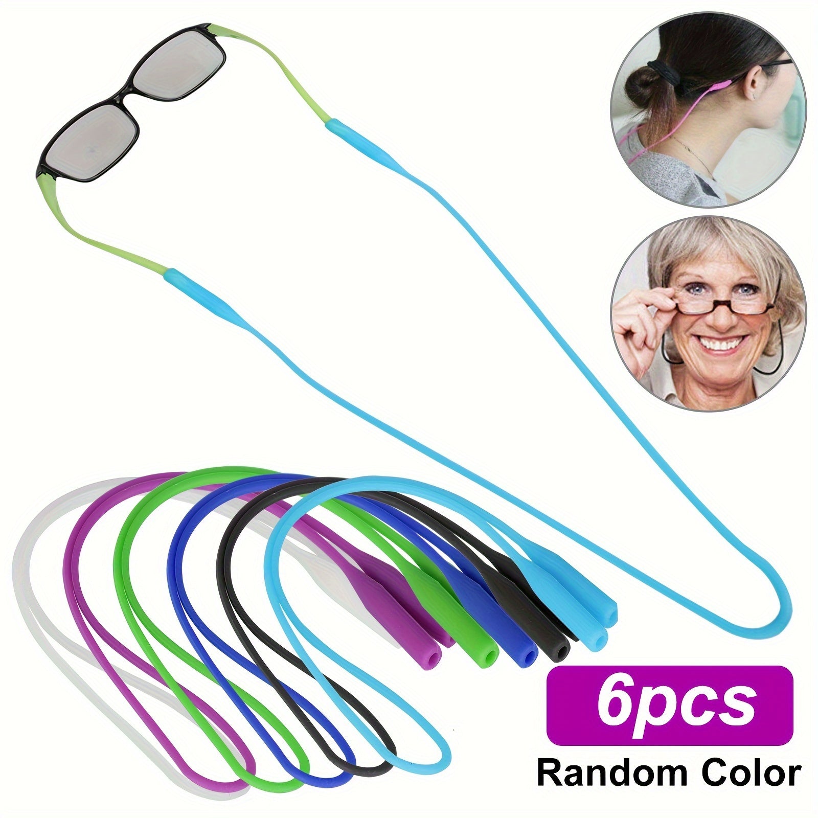 TEMU 6-12pcs Anti-slip Silicone Glasses Straps For Women - Eyewear Retainers, Colorful Holders For Sports,, & Daily Use, Vibrant Accessory,