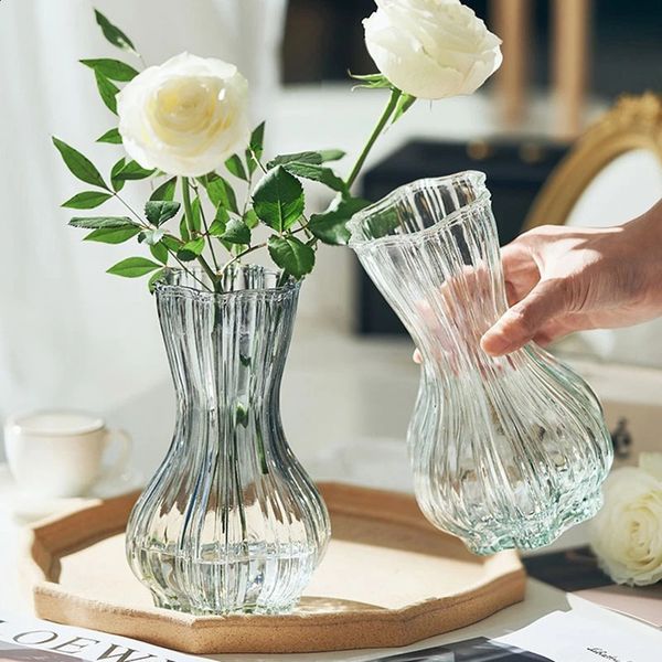 Transparent Glass Vase Nordic Flower Vases Ins Plants Bottle Flower Arrangement for Home Office Living Room Desktop Decoration 241231