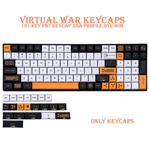 Keyboards Virtual War 121 Key XDA Profile PBT Keycap DYE-SUB English Personalized Custom Keycaps For Switch Mechanical Keyboard Anne Pro 2