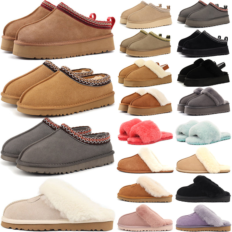 free shipping women tasman tazz slippers designer slides clogs mule fur platform sandals slide khaki brown grey black pink ankle knee snow boots