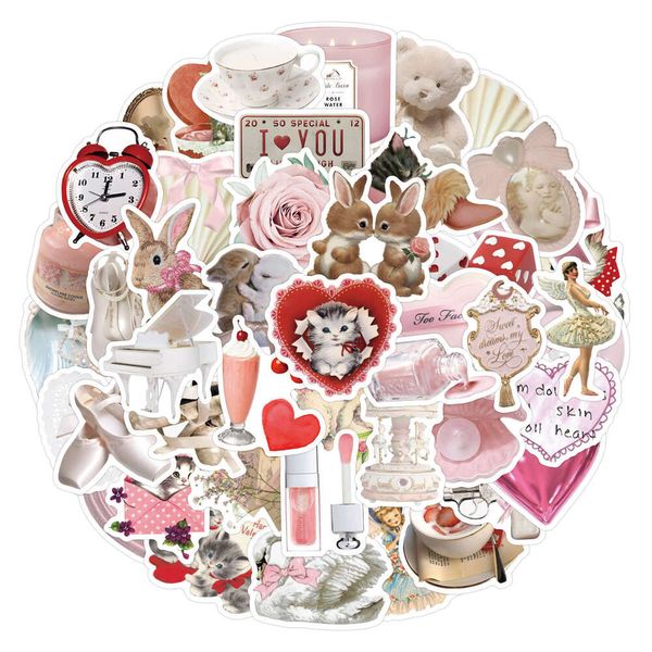 60Pcs New Coquette Cartoon Graffiti Suitcase Notebook Skateboard Stickers Waterproof Pvc Sticker Wholesale