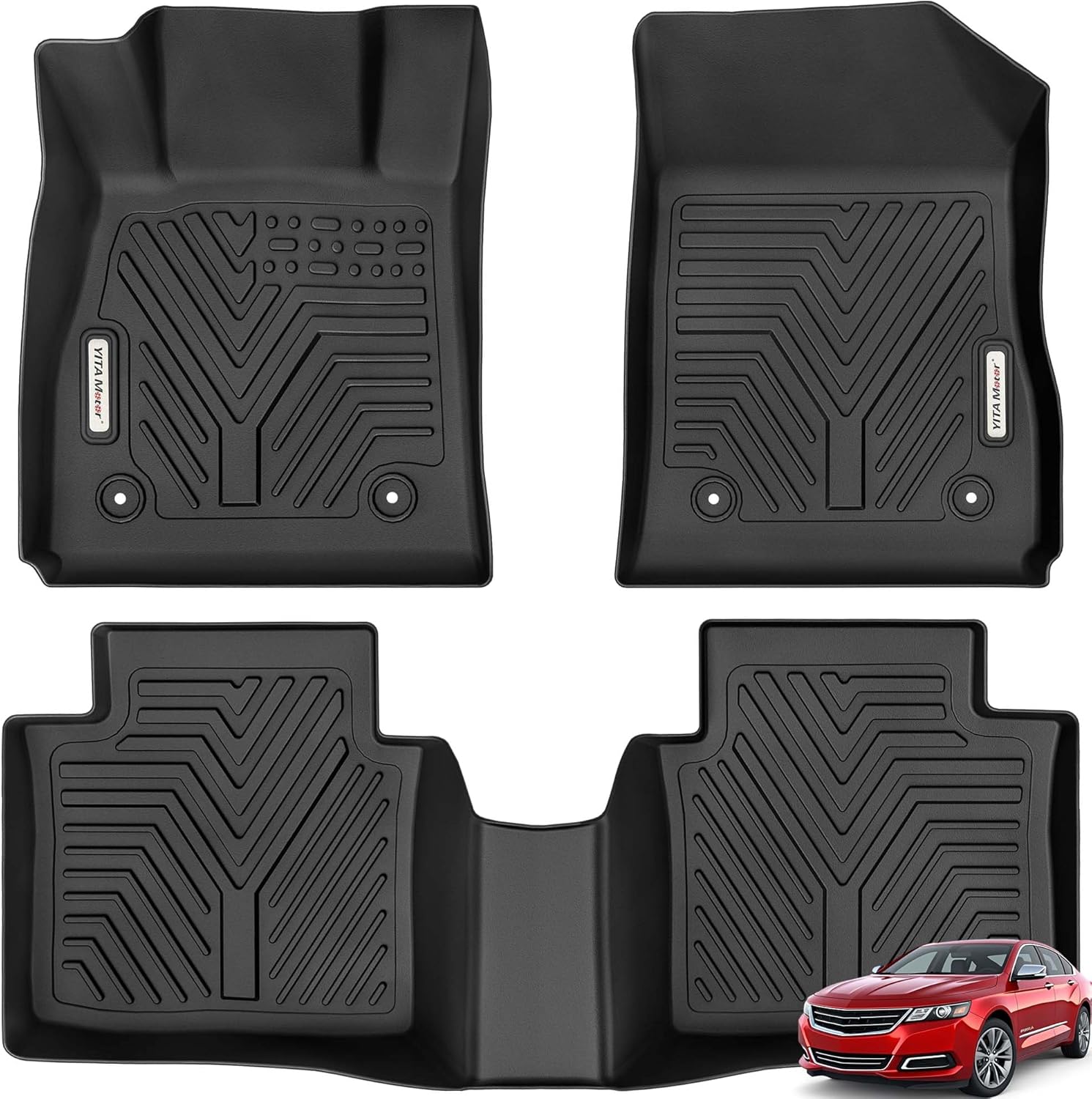 Custom Fit TPE Floor Mats for 2014-2020 Chevy Impala – 1st & 2nd Row All-Weather Protection
