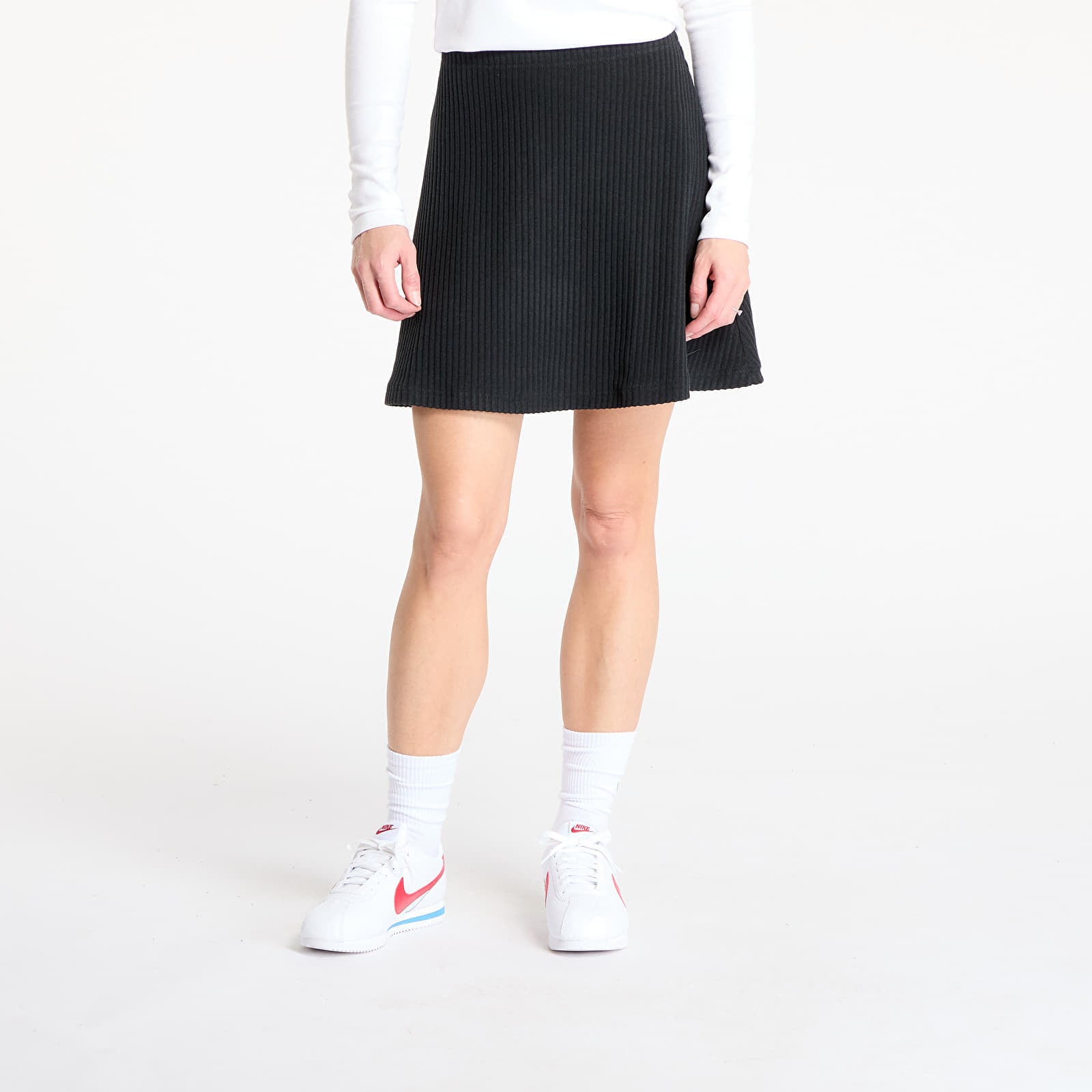 Nike Sportswear Chill Knit Women's Ribbed Mini Skirt Black- Black XL