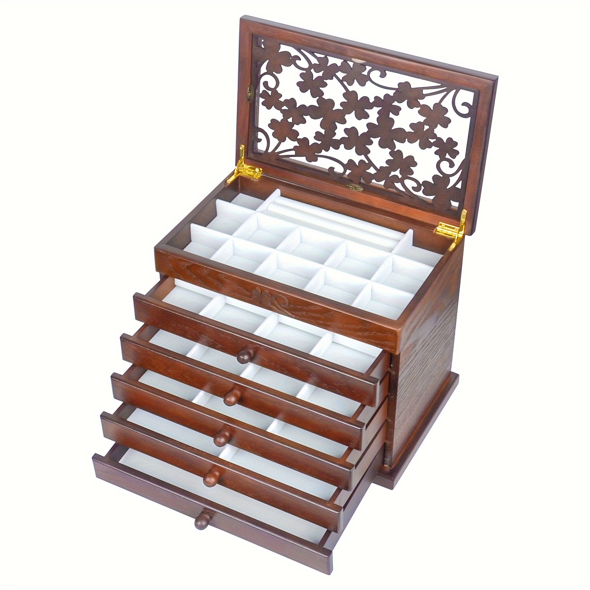 TEMU Leaf Pattern Wooden Jewelry Box For Women, Jewelry Organizer For Rings, Necklaces, Bracelets, Ideal For Gifts