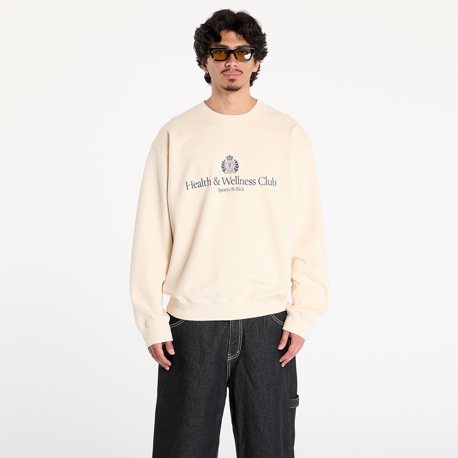 Sweatshirt Sporty & Rich H&W Crest Crewneck Cream XL