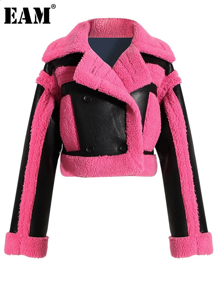 Loose Fit Rose Red Thick Warm Ramsworth Jacket Collar Long Sleeve Womens Coat Fashion Trend Spring-Summer 2024 1DH0227 240923