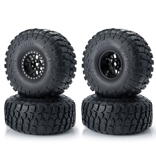 AXSPEED 2.2&quot; Metal Beadlock 45mm Wheel Rim 150mm Rubber Tire for 1-10 Axial SCX10 90046 AXI03006 Wraith RR10 D90 RC Crawler Car