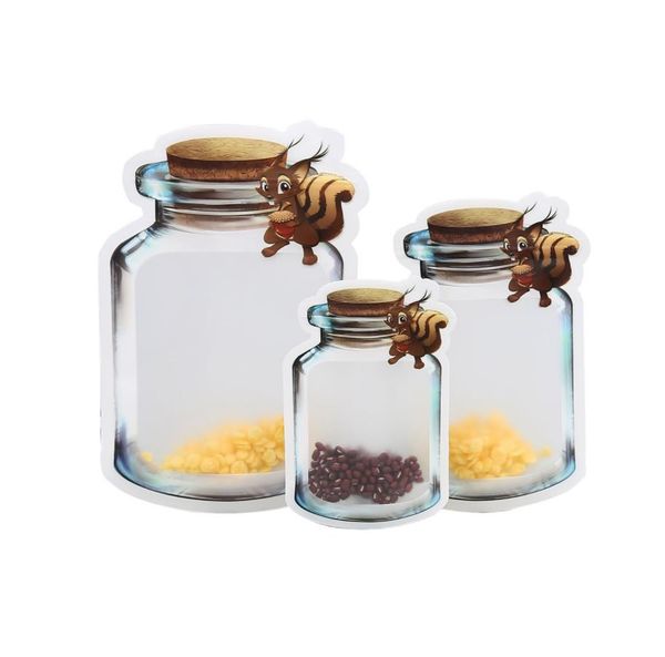 Reusable Squirrel Mason Jar Bags Nuts Candy Snack Cookies Bag Seal Food Saver Kitchen Storage Organizer Bags ni290