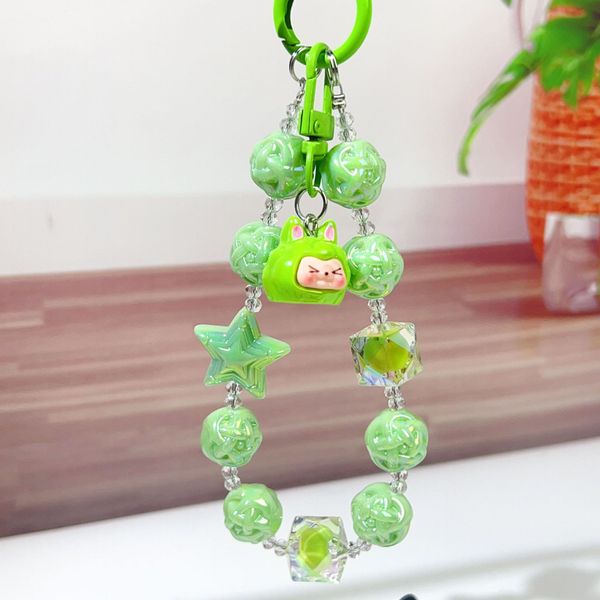 ddmygifts Fashion internet celebrity DIY colored acrylic phone chain bead keychain cute particles Kiki headphone cover accessories A