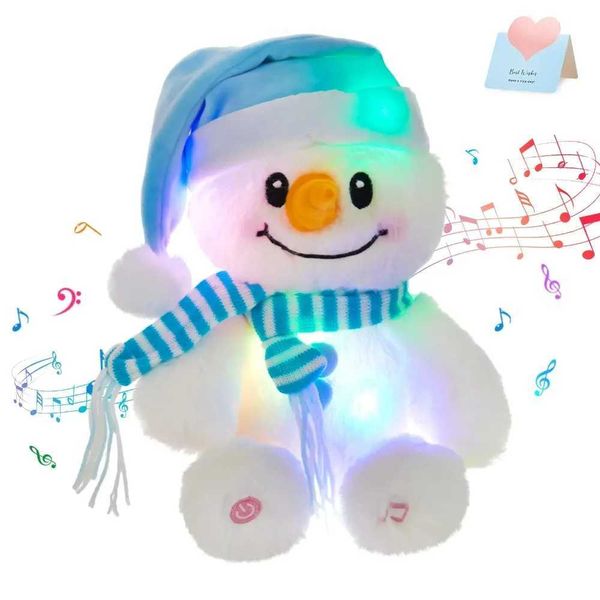 Plush Light - Up toys 25cm LED Luminous Snowman Doll Plush Toys Musical Glowing Stuffed Throw Pillows Cotton Cute Toy Gift for Girls Christm