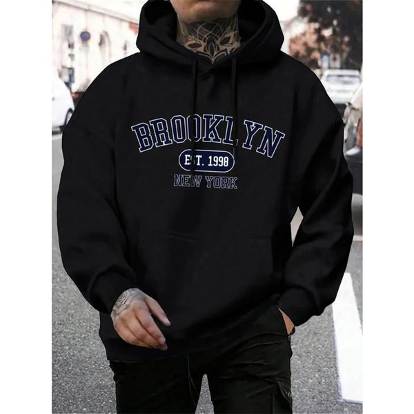 Brooklyn Est 1998 York Hoodies Mens Casual Hoodie Harajuku Crewneck Hooded Pullover Fashion Oversize Hoody Fleece Tracksuit 250120