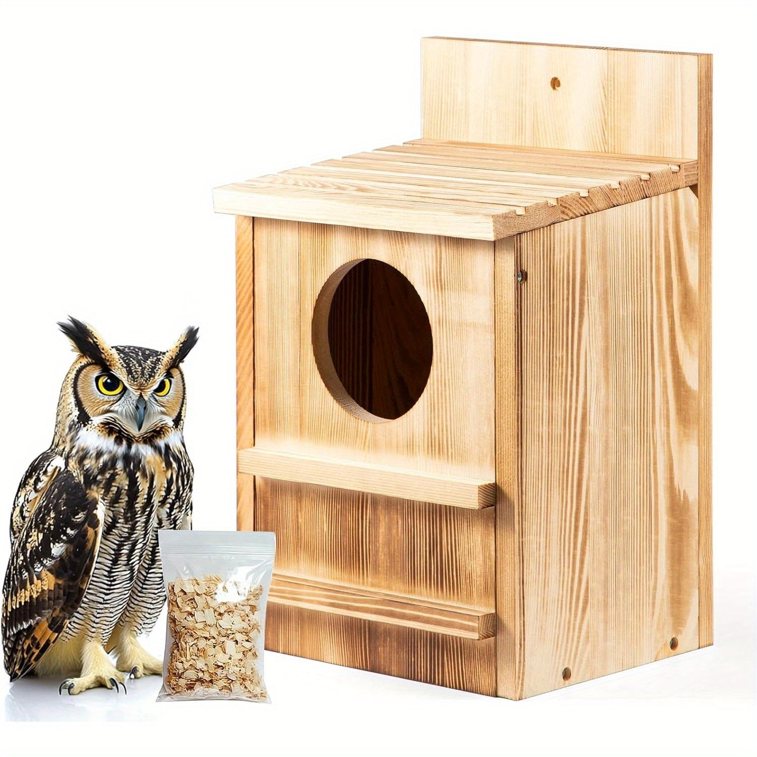 TEMU For Outside Nesting Box Wooden Big Birdhouse With Wood Shavings And Screws Large Bird House Diy Kit Outdoor ('' X 9'')