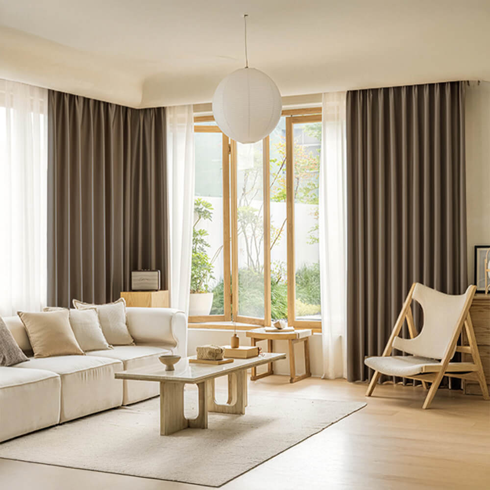 Modern Luxury Satin Thick Soundproof Blackout Curtains, Brown - 54"W x 98"L - Individual