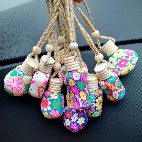 Car Perfume Ceramics Diffuser Soft Bottle Glass Empty Hanging Decor Arts Air Freshener Bead Rope Bottles s