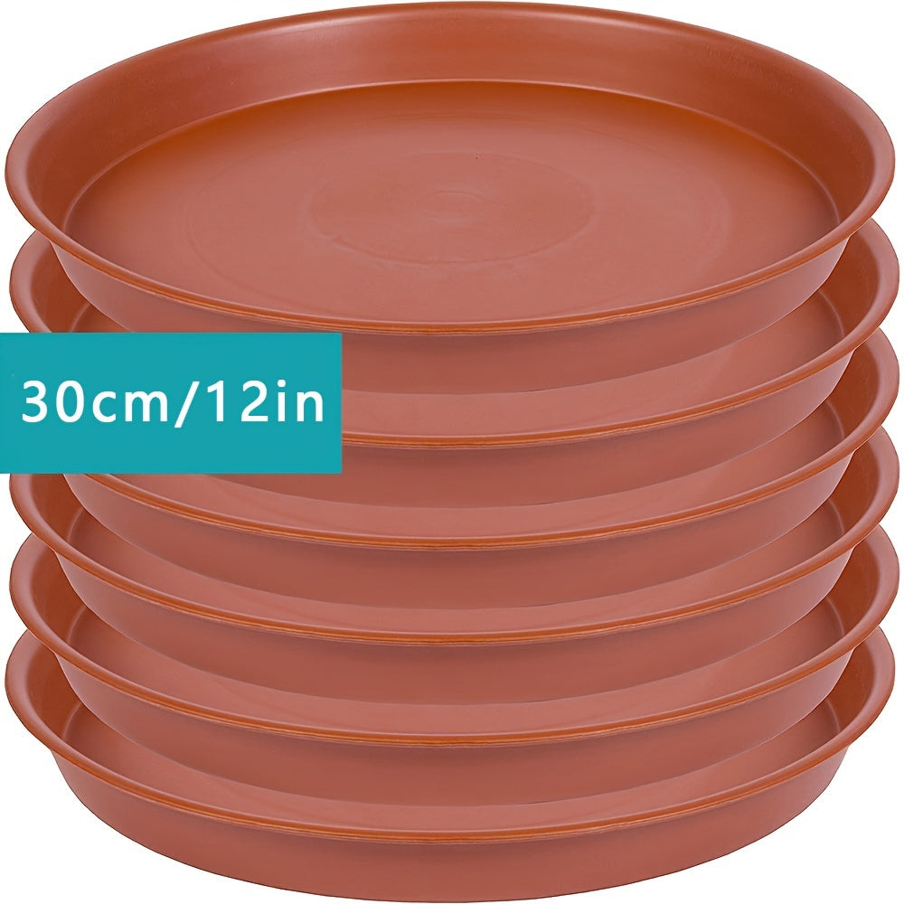 TEMU 6pcs Heavy-duty Terracotta Plant Saucers 12"x6" - Round Trays For Pots & Planters, Multi-use Indoor-outdoor Bird Baths, Weatherproof Design With