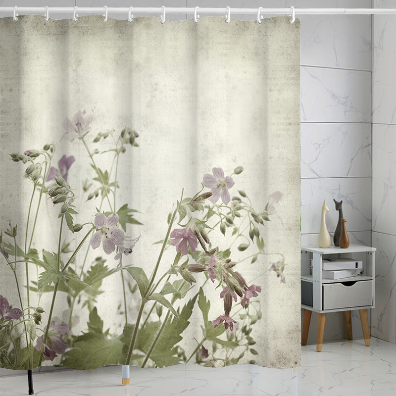 YL-37277 Tropical green leaf print shower curtain bathroom curtain waterproof and mildew proof partition curtain punch-free hanging curtain