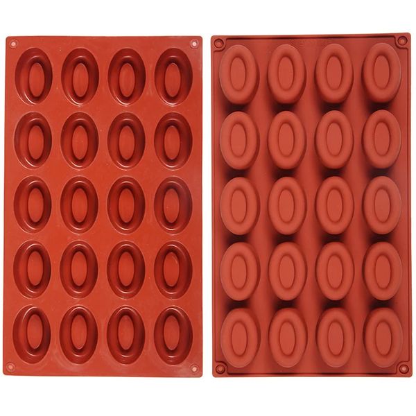 20 Cavity Oval Savarin Soap Mold Mould Muffin Cupcake Pan Silicone Jelly Polymer Clay Craft Art DIY Kitchen Baking Tools 250109