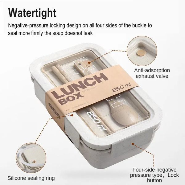 Lunch Box Portable Office Workers Microwave Oven Lunch Box Wheat Tableware Lunch Box Student Large Capacity 240827